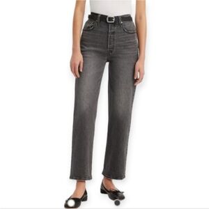 Levi's Ribcage Straight Jeans in "Well Worn Black"  27 crop